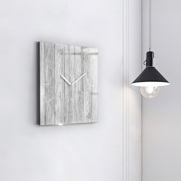 Square glass wall clock Wooden panels