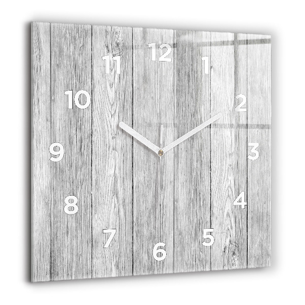Square glass wall clock Wooden panels