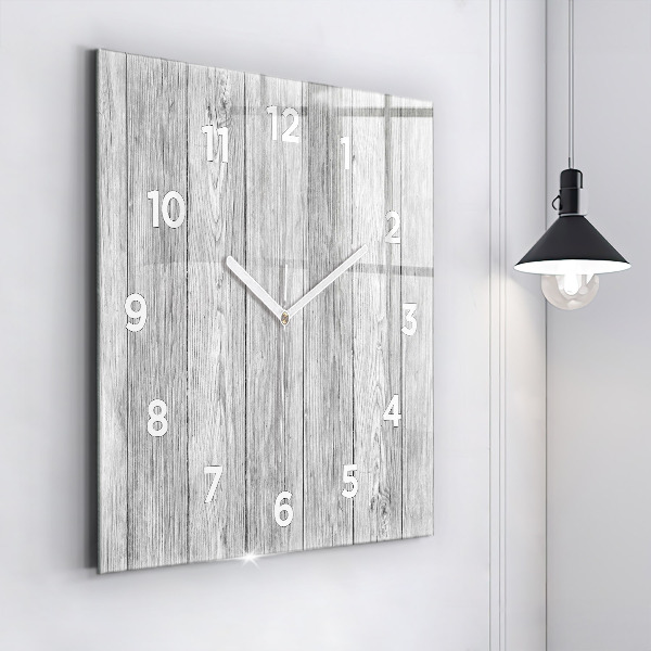 Square glass wall clock Wooden panels