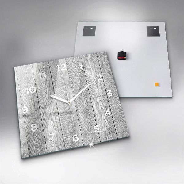 Square glass wall clock Wooden panels