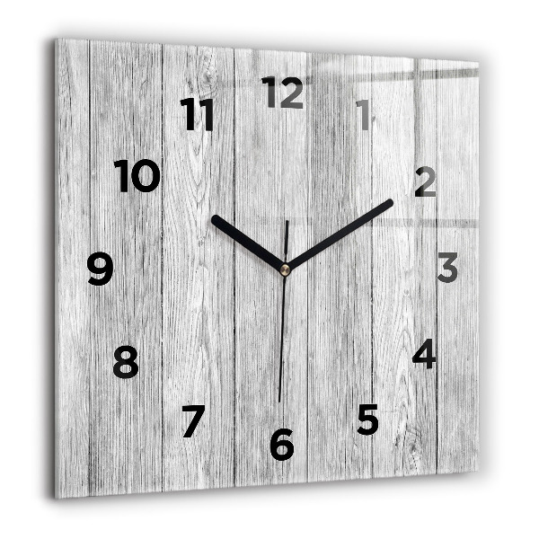 Square glass wall clock Wooden panels