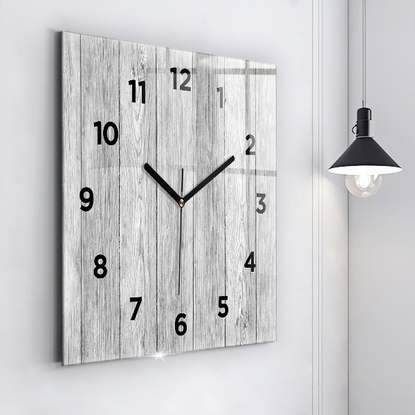 Square glass wall clock Wooden panels