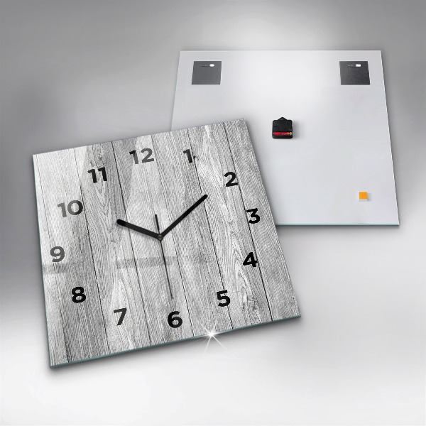 Square glass wall clock Wooden panels