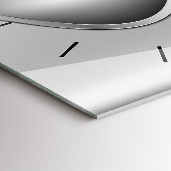 Square glass wall clock Gray metal abstraction