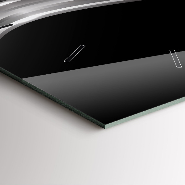 Square glass wall clock Black metal abstraction