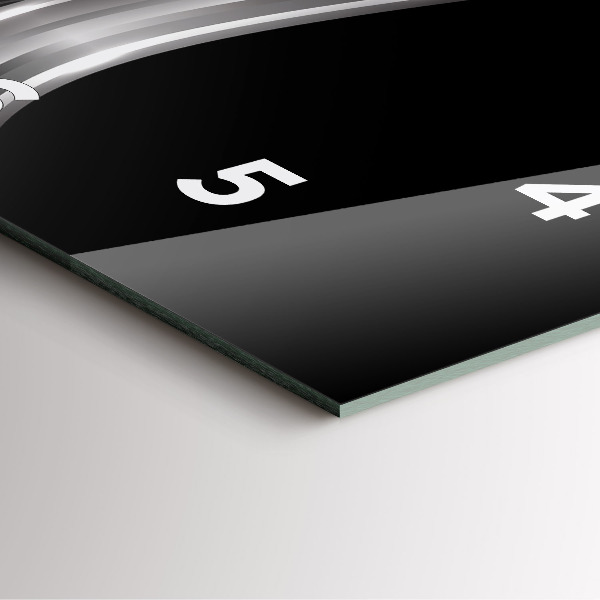 Square glass wall clock Black metal abstraction