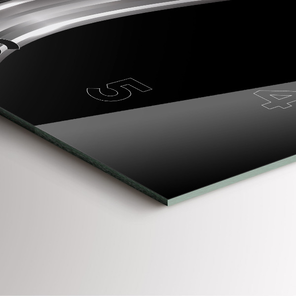 Square glass wall clock Black metal abstraction