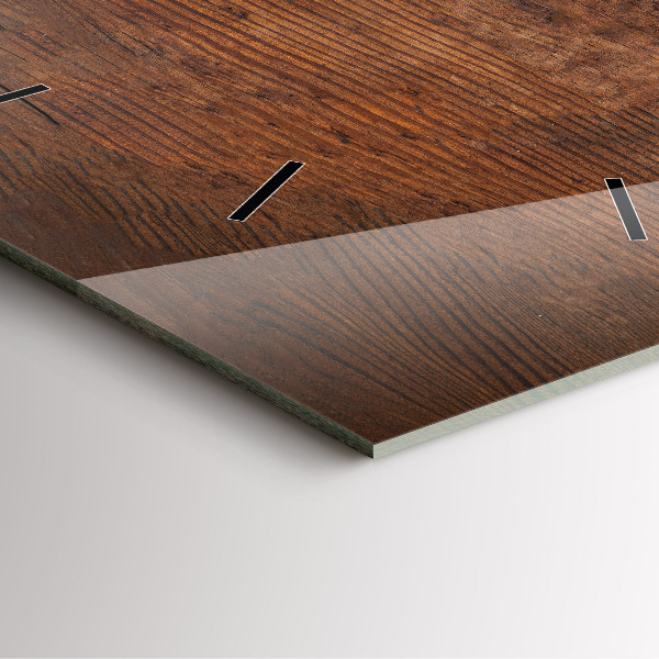 Square glass wall clock Old wood