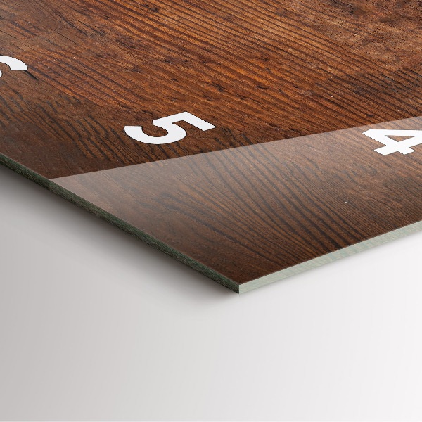 Square glass wall clock Old wood