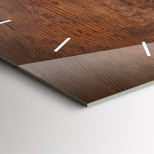 Square glass wall clock Old wood