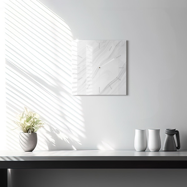 Square glass wall clock Decorative marble