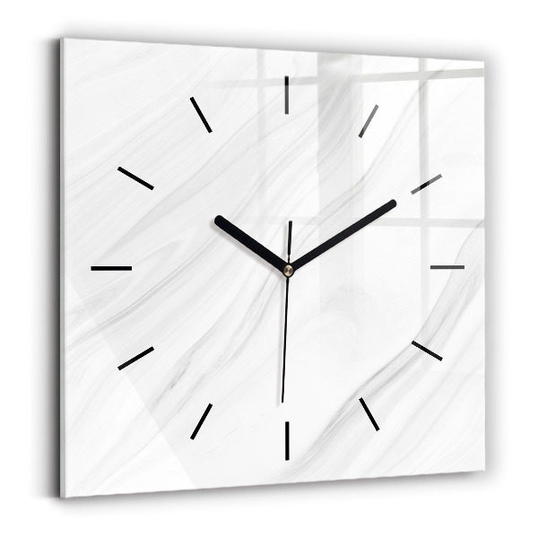 Square glass wall clock Decorative marble