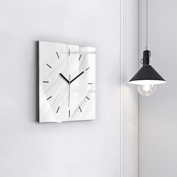 Square glass wall clock Decorative marble