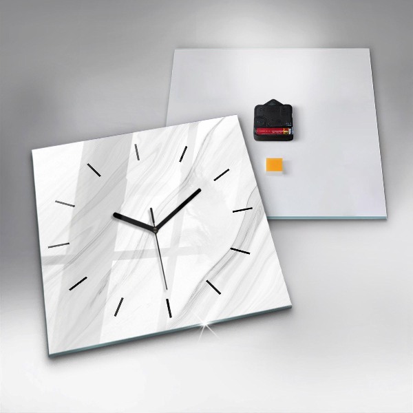 Square glass wall clock Decorative marble