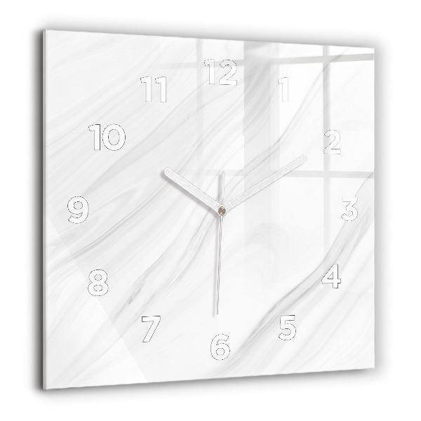 Square glass wall clock Decorative marble