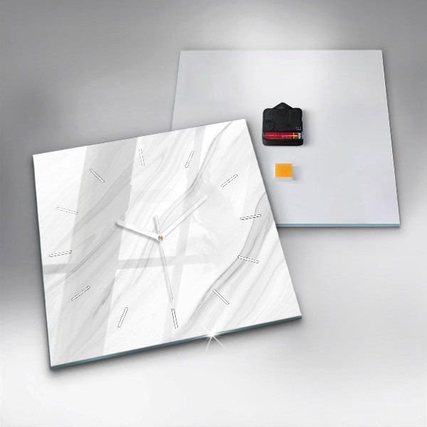Square glass wall clock Decorative marble