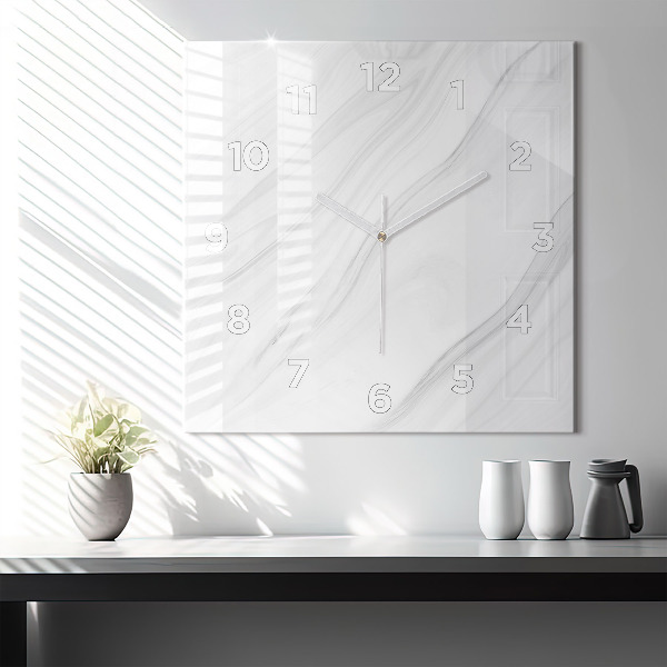 Square glass wall clock Decorative marble