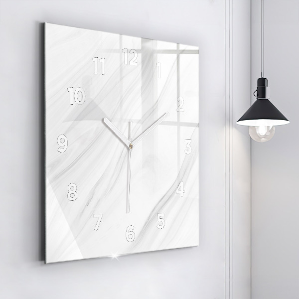 Square glass wall clock Decorative marble