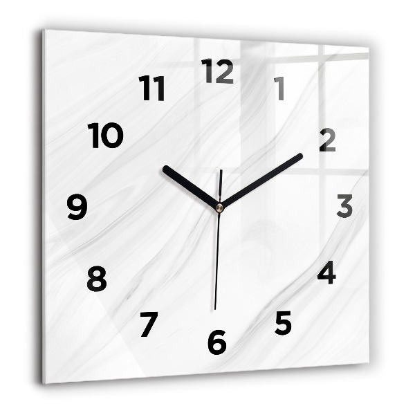 Square glass wall clock Decorative marble
