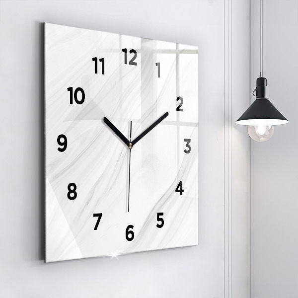 Square glass wall clock Decorative marble