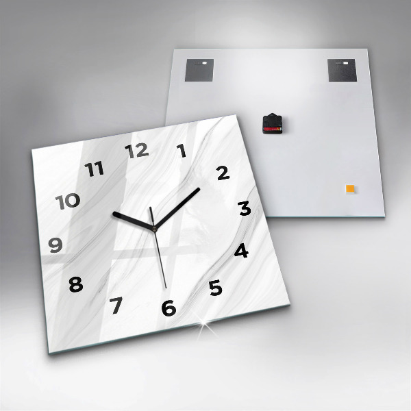 Square glass wall clock Decorative marble