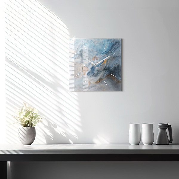 Square glass wall clock Marble pattern
