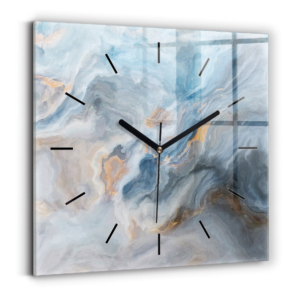 Square glass wall clock Marble pattern