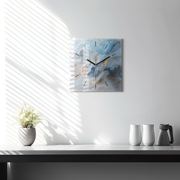 Square glass wall clock Marble pattern
