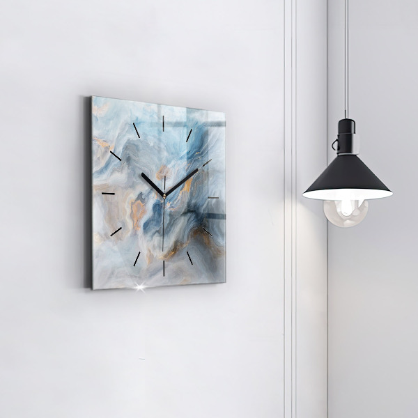 Square glass wall clock Marble pattern