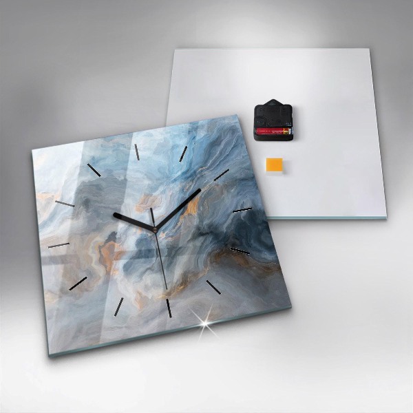 Square glass wall clock Marble pattern