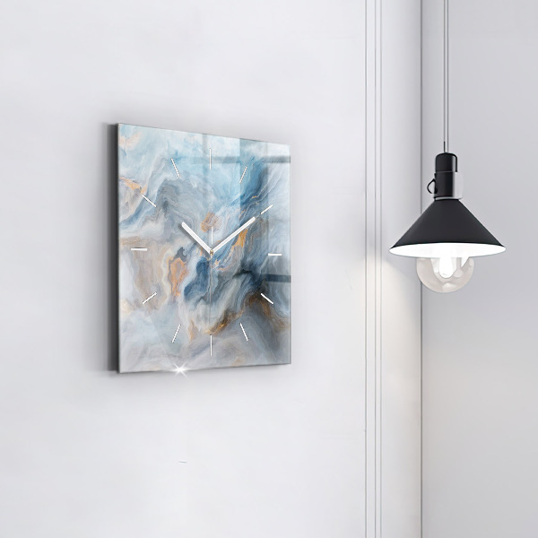 Square glass wall clock Marble pattern