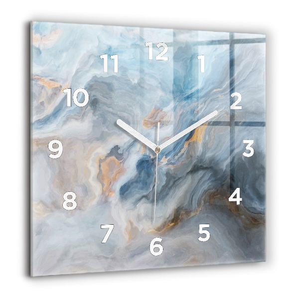 Square glass wall clock Marble pattern
