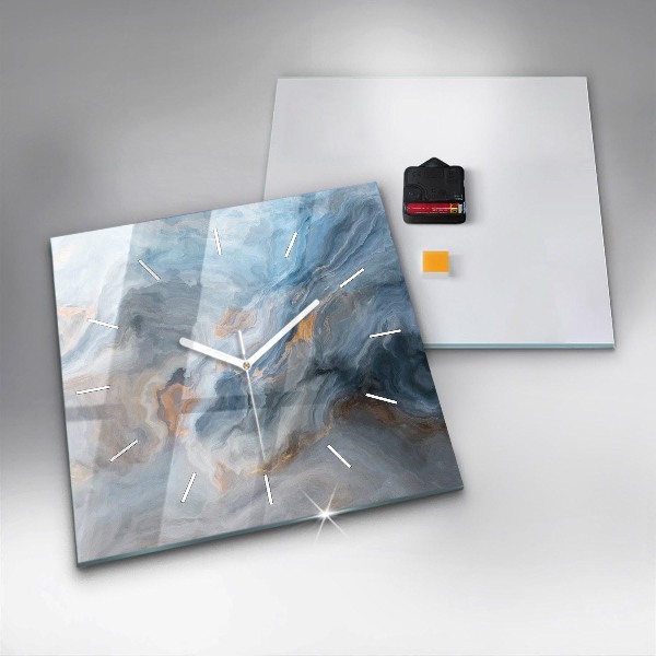Square glass wall clock Marble pattern