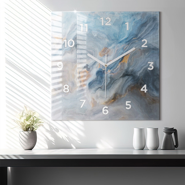 Square glass wall clock Marble pattern