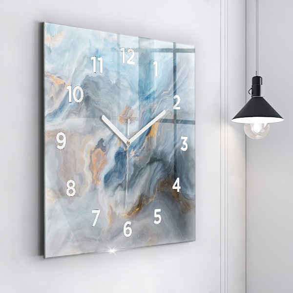 Square glass wall clock Marble pattern