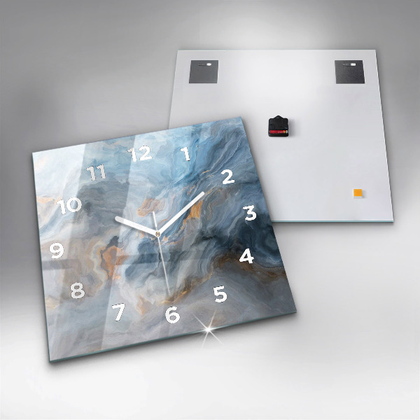 Square glass wall clock Marble pattern
