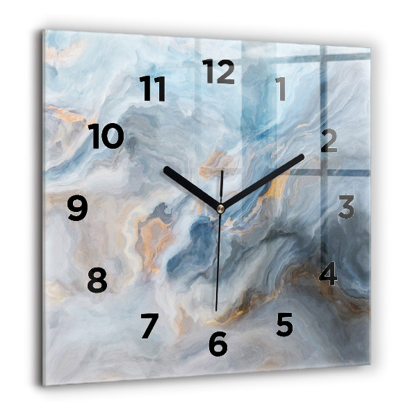 Square glass wall clock Marble pattern