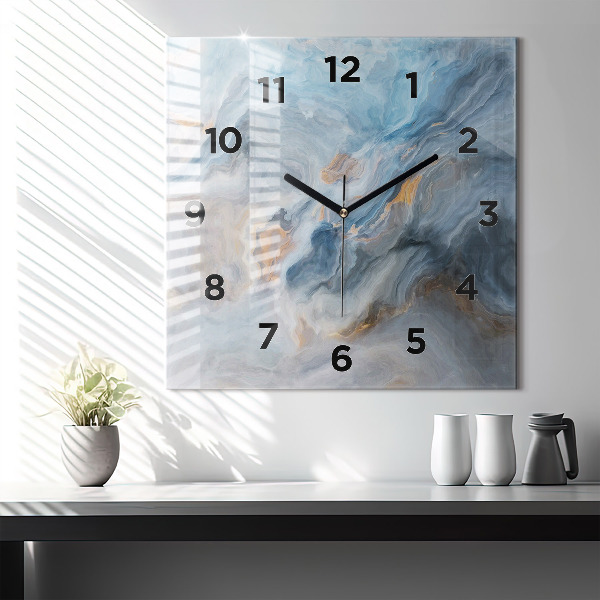 Square glass wall clock Marble pattern