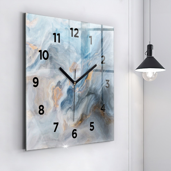 Square glass wall clock Marble pattern