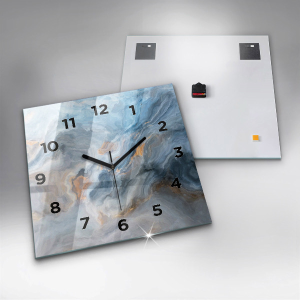 Square glass wall clock Marble pattern