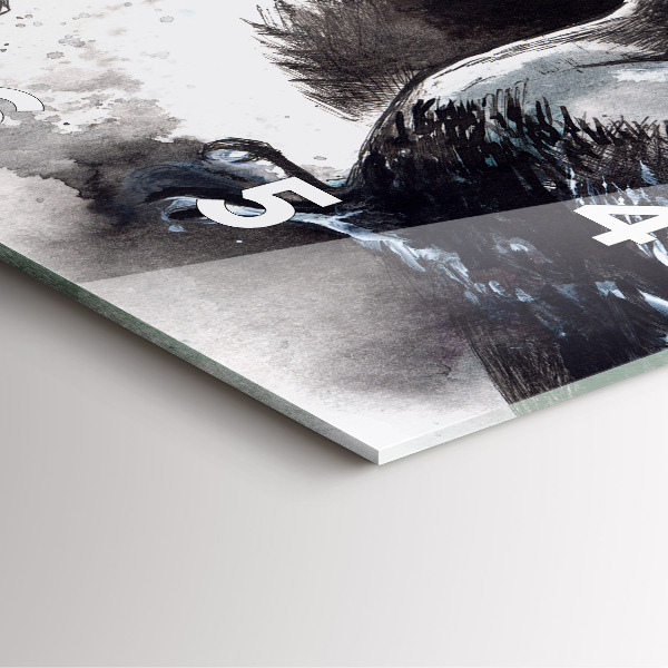 Square glass wall clock Painted Birds