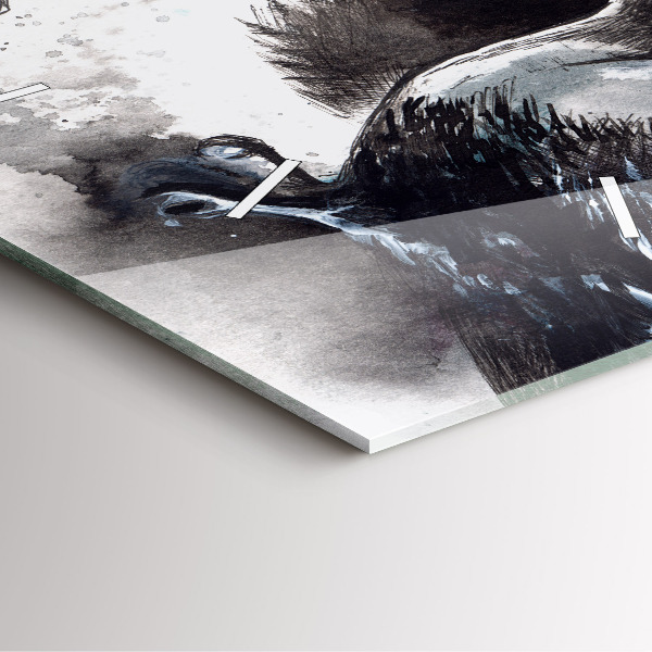 Square glass wall clock Painted Birds