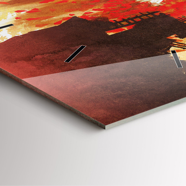 Square glass wall clock Bride in autumn