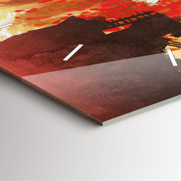 Square glass wall clock Bride in autumn