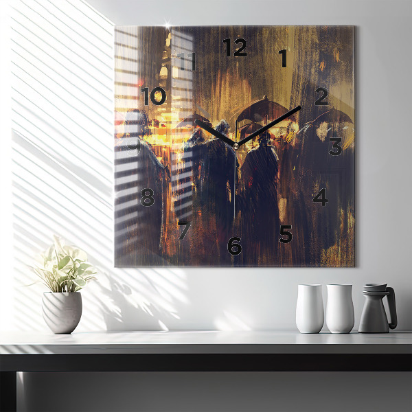 Square glass wall clock Impressionism in art Market Square
