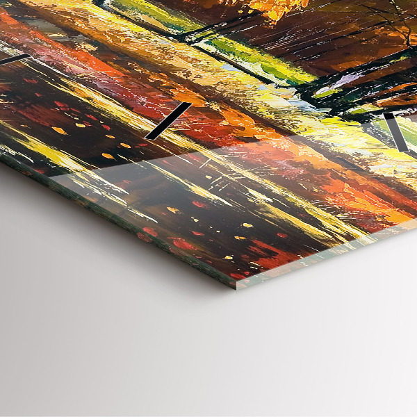 Square glass wall clock Autumn landscape with a river