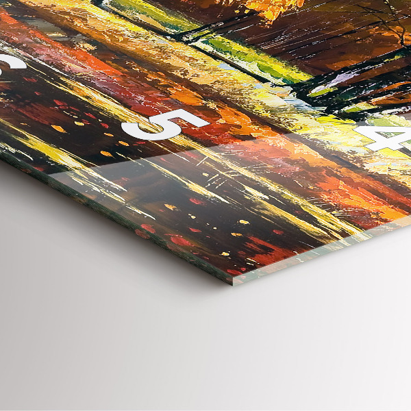 Square glass wall clock Autumn landscape with a river