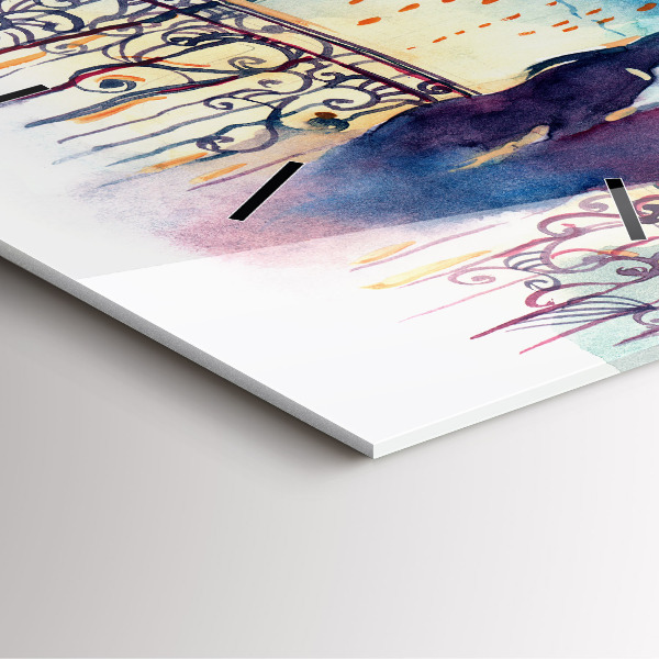 Square glass wall clock People in watercolor