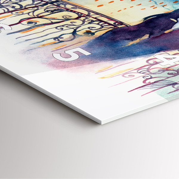 Square glass wall clock People in watercolor