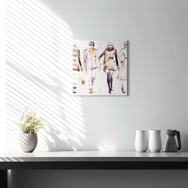 Square glass wall clock Woman and man